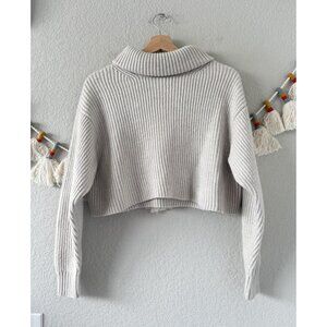 Aritzia Babaton Guell 100% Merino Wool Turtleneck Chunky Crop Sweater Neutral S